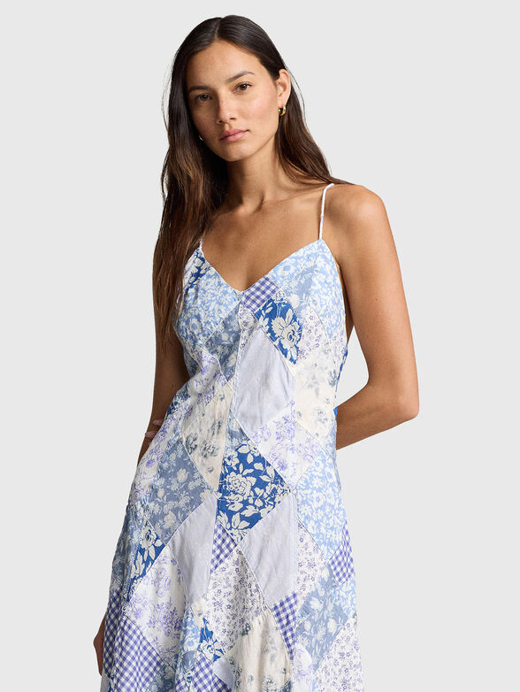 Patchwork V-neck dress - 4