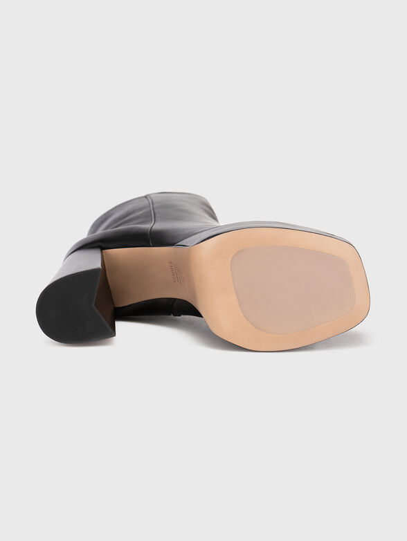 Black leather heeled ankle boots - 5