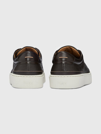 Black grained-leather sneakers - 4