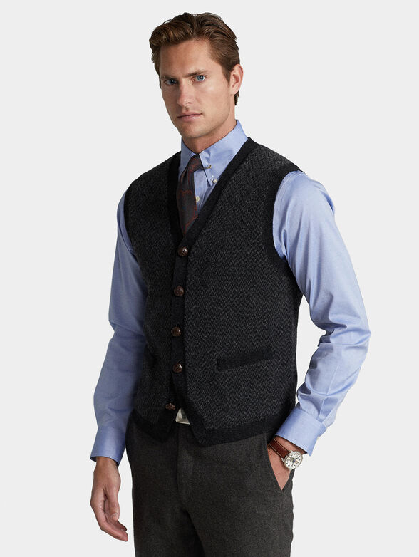 Sleeveless cardigan with accent buttons - 1