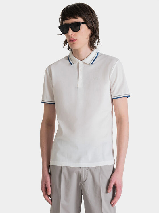Поло-шърт с акцентни яка и ръкави - 1