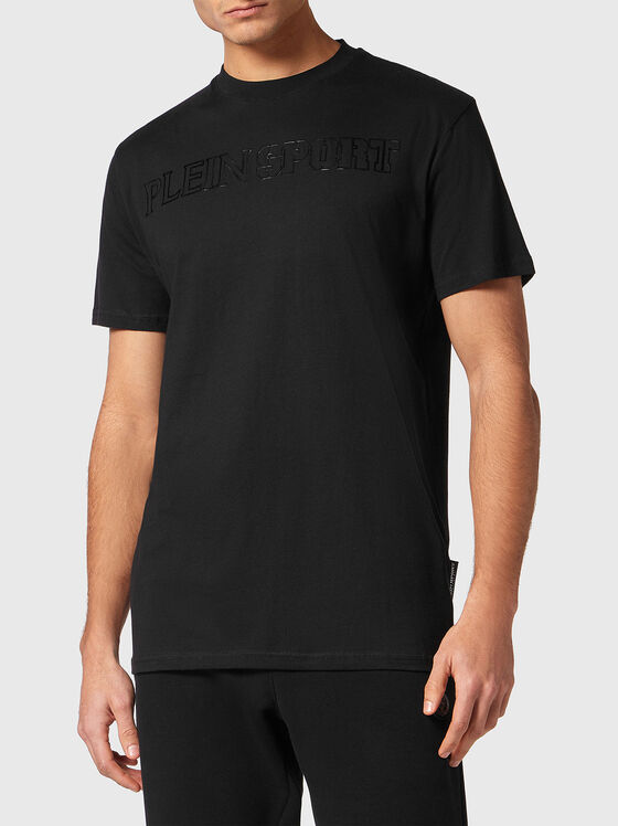 Contrast logo print T-shirt in black - 1