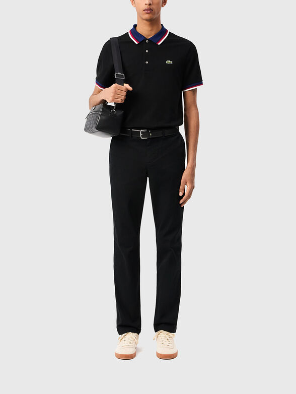 Black polo shirt with contrast collar - 2