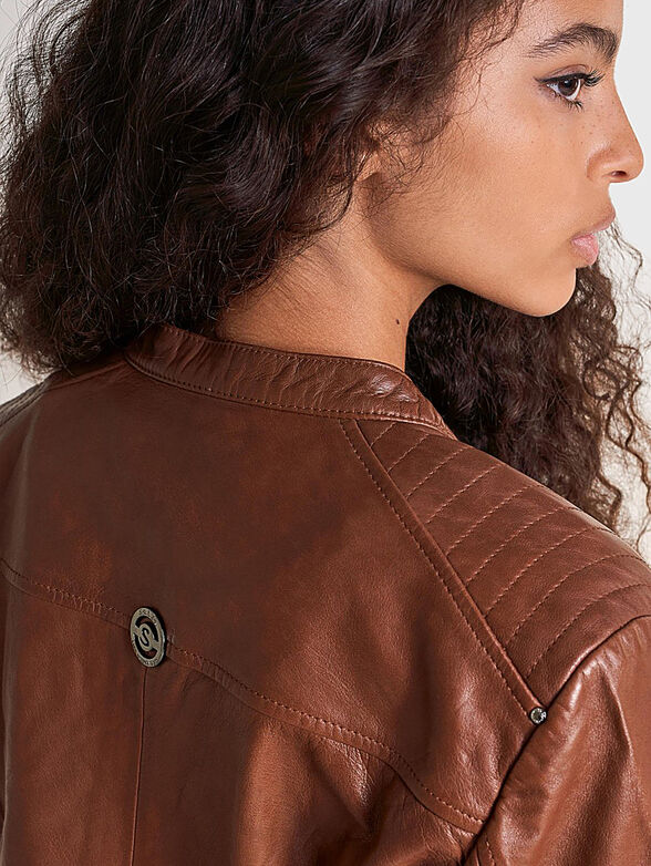 Genuine leather jacket in brown - 4