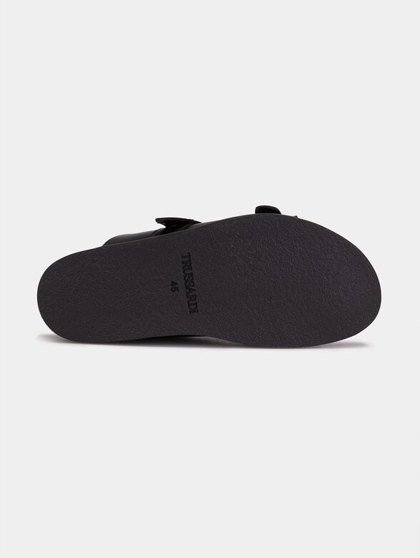 Leather black sandals - 5