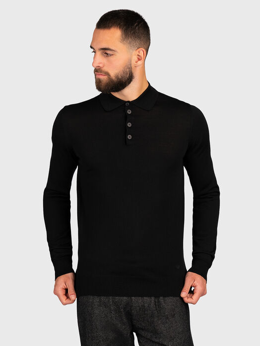 Wool polo shirt with logo embroidery