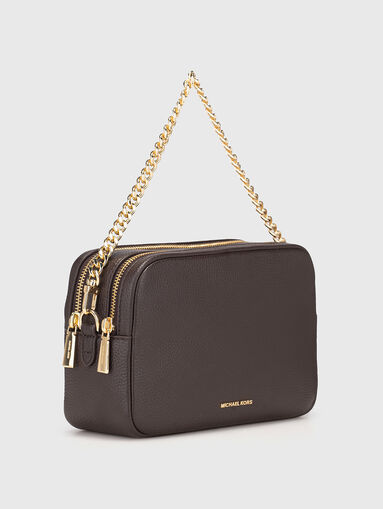 Leather bag with long strap and logo - 4