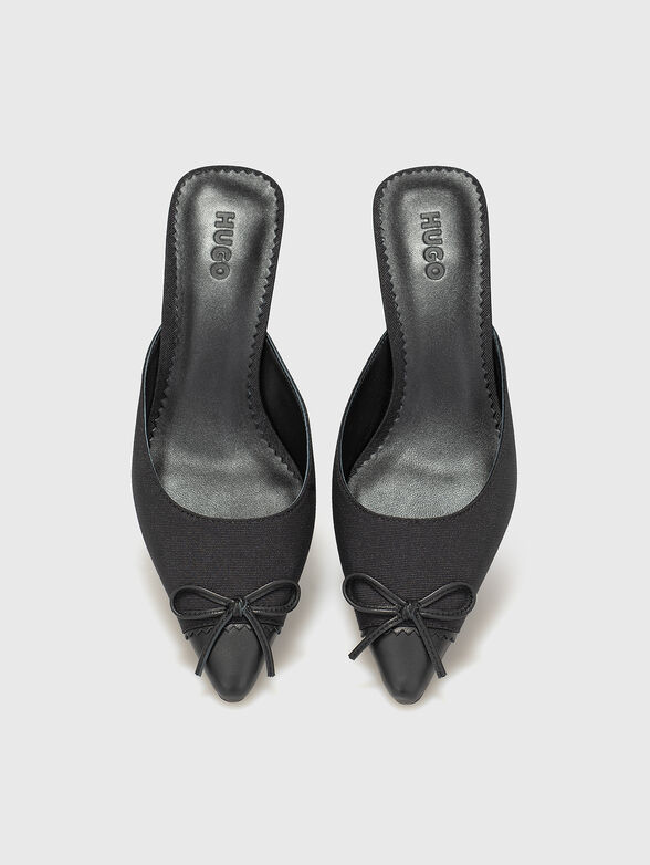 Leather heeled slippers with a bow - 6