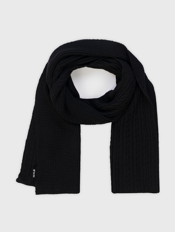 Knitted wool blend scarf in black colour - 1