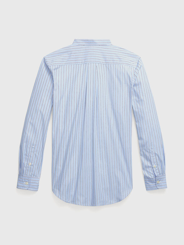 Cotton poplin shirt with low collar - 2