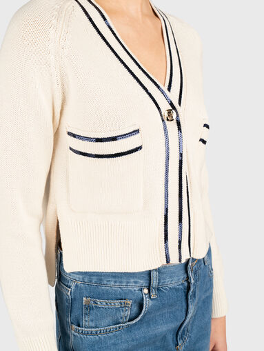 Cardigan with sequins and logo - 3