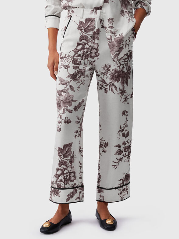 Printed satin trousers - 1