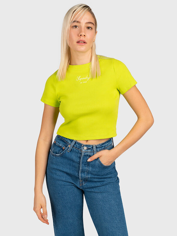 Cropped T-shirt in green color - 1