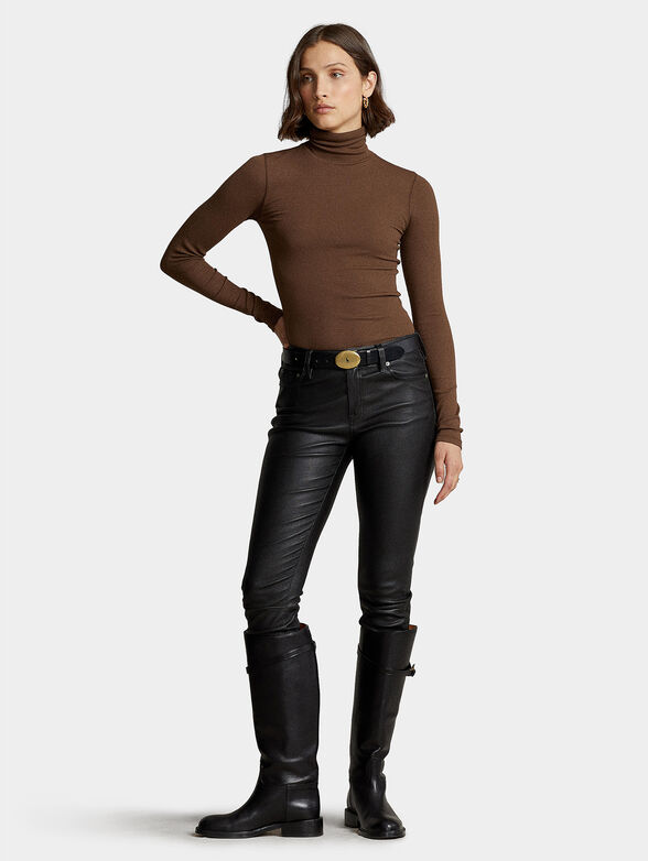 Brown turtleneck sweater - 4