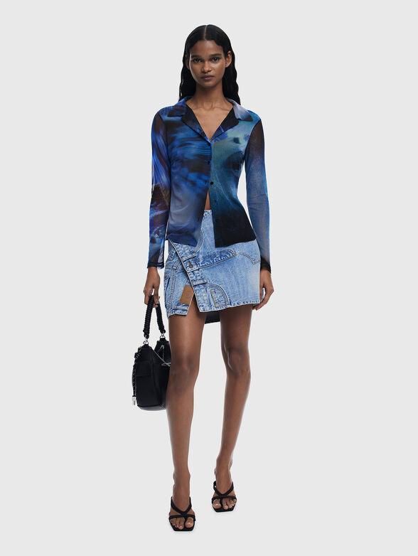 Tulle shirt with abstract print - 2