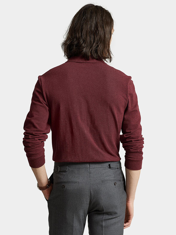 Long sleeve polo shirt in bordeaux color - 2