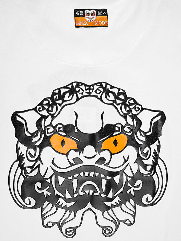 Cotton white t-shirt with print - 5