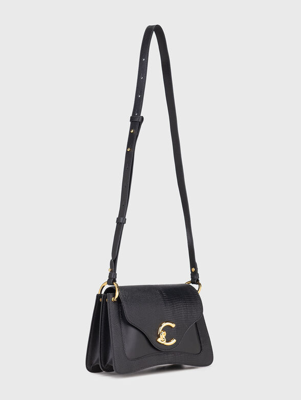 Leather bag with long strap and logo - 2