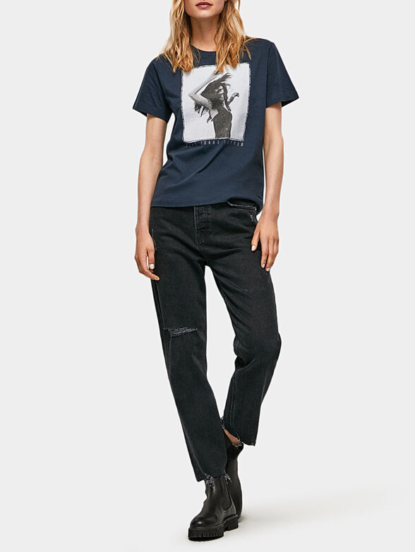 SONYA blue T-shirt with print - 2