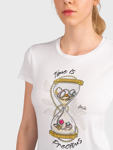 White T-shirt with multicolor print - 4