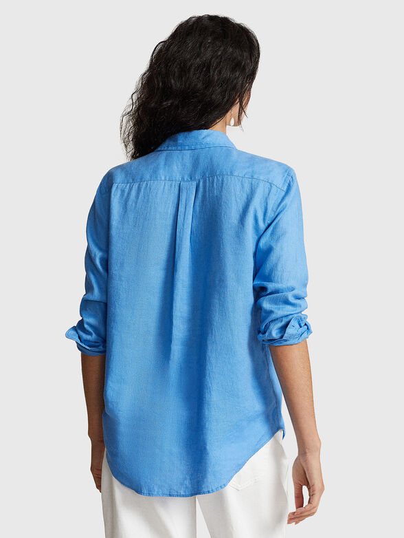 Logo embroidered linen shirt  - 3