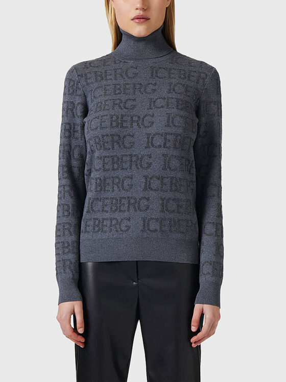 Пуловер от вълнен бленд с монограмно лого - 1