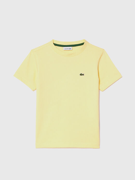 Памучна тениска с лого в жълт цвят - 1