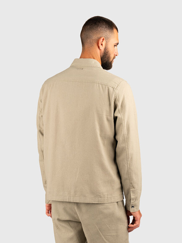 Linen and cotton collared jacket - 3