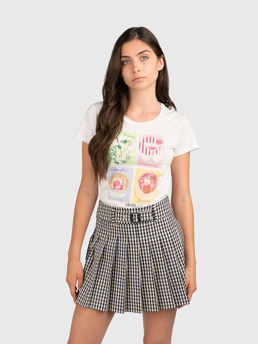 White T-shirt with multicolor print