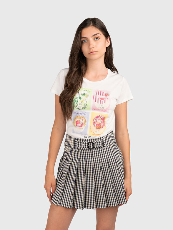 White T-shirt with multicolor print - 1