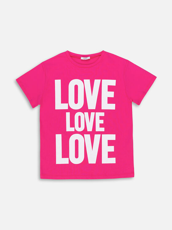 Цикламена тениска с принт - 1