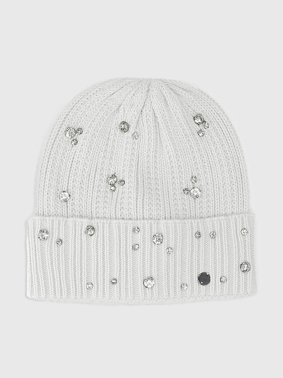 Плетена шапка с апликирани кристали  - 1
