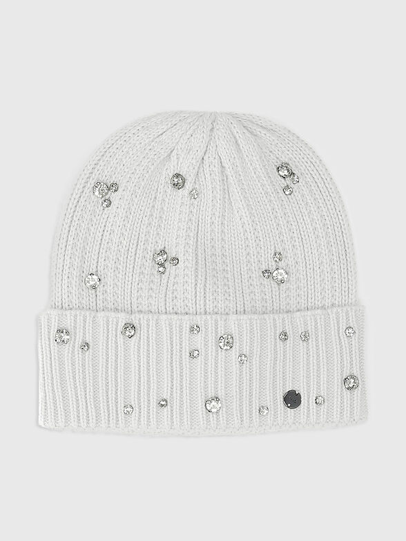 Black knitted hat with rhinestones  - 1