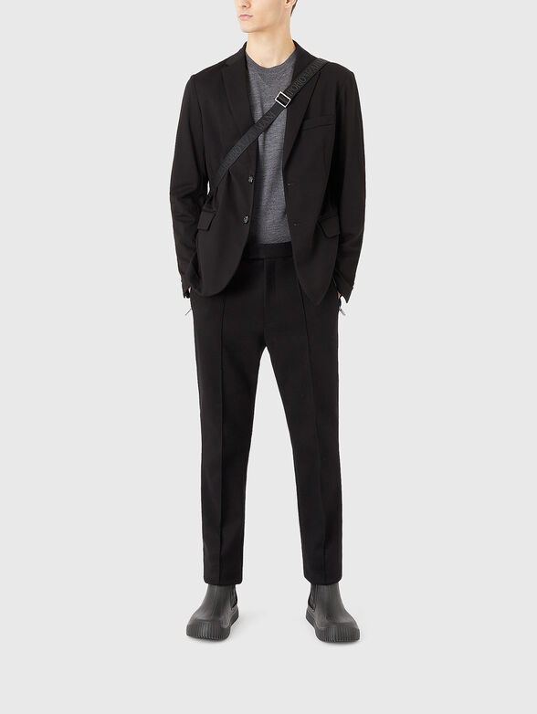 Wool sweater with oval neckline and logo embroidery - 2