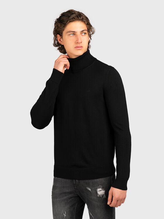 Wool sweater with polo collar - 1