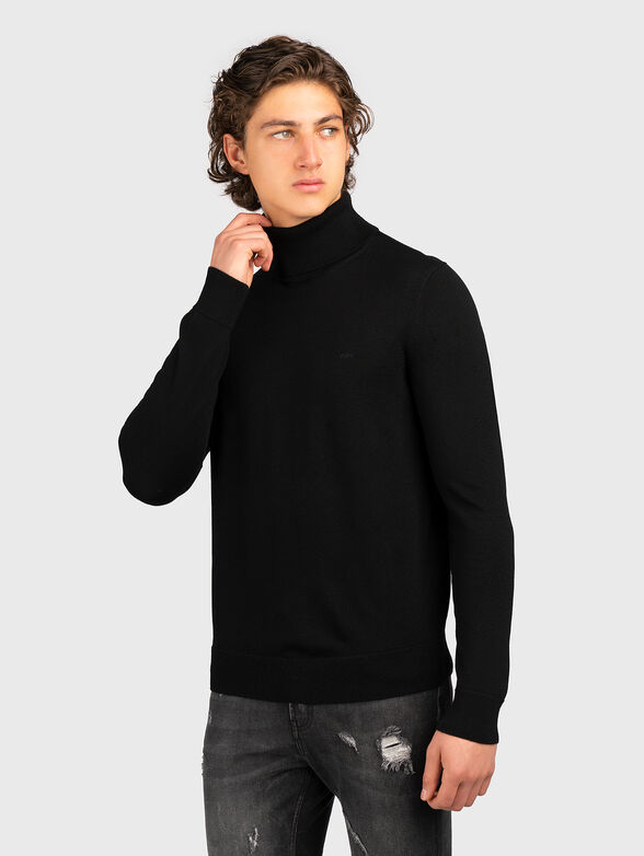 Wool sweater with polo collar - 1