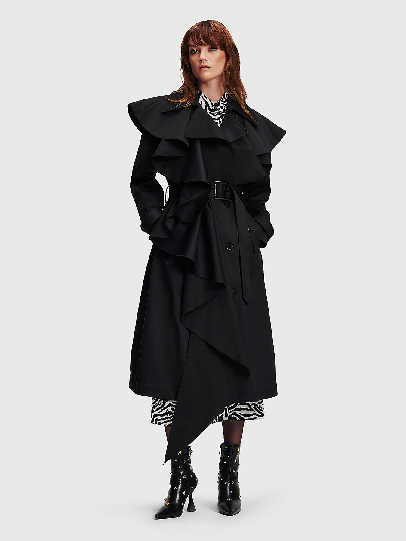 Ruffle trench coat BY HUN KIM brand Karl Lagerfeld Globalbrandsstore en