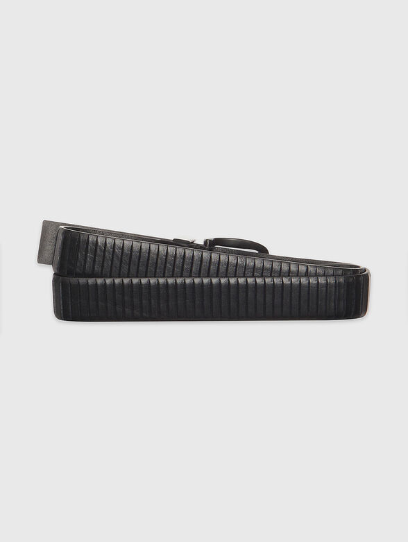 Black leather belt with logo  - 2