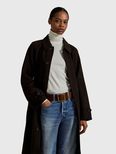 Wool coat with waist belt - 3