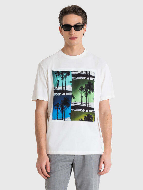 Contrast print T-shirt  - 1