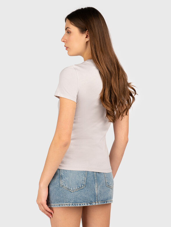 Cotton T-shirt with logo print and rhinestones - 3