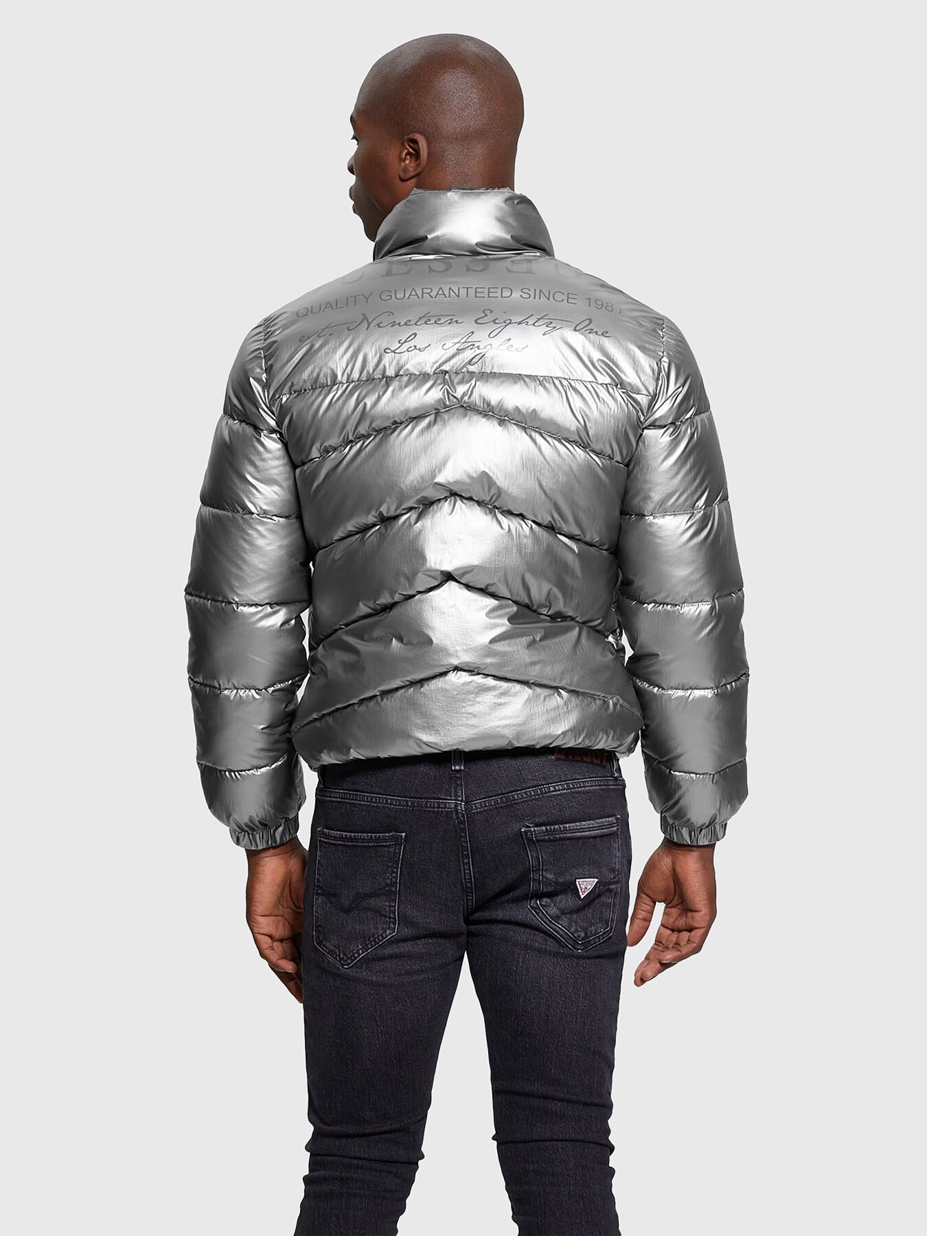 Puffer jacket with logo detail brand GUESS