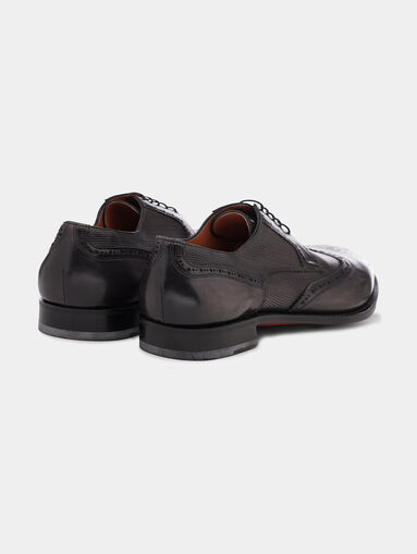 Grey leather Derby shoes - 3