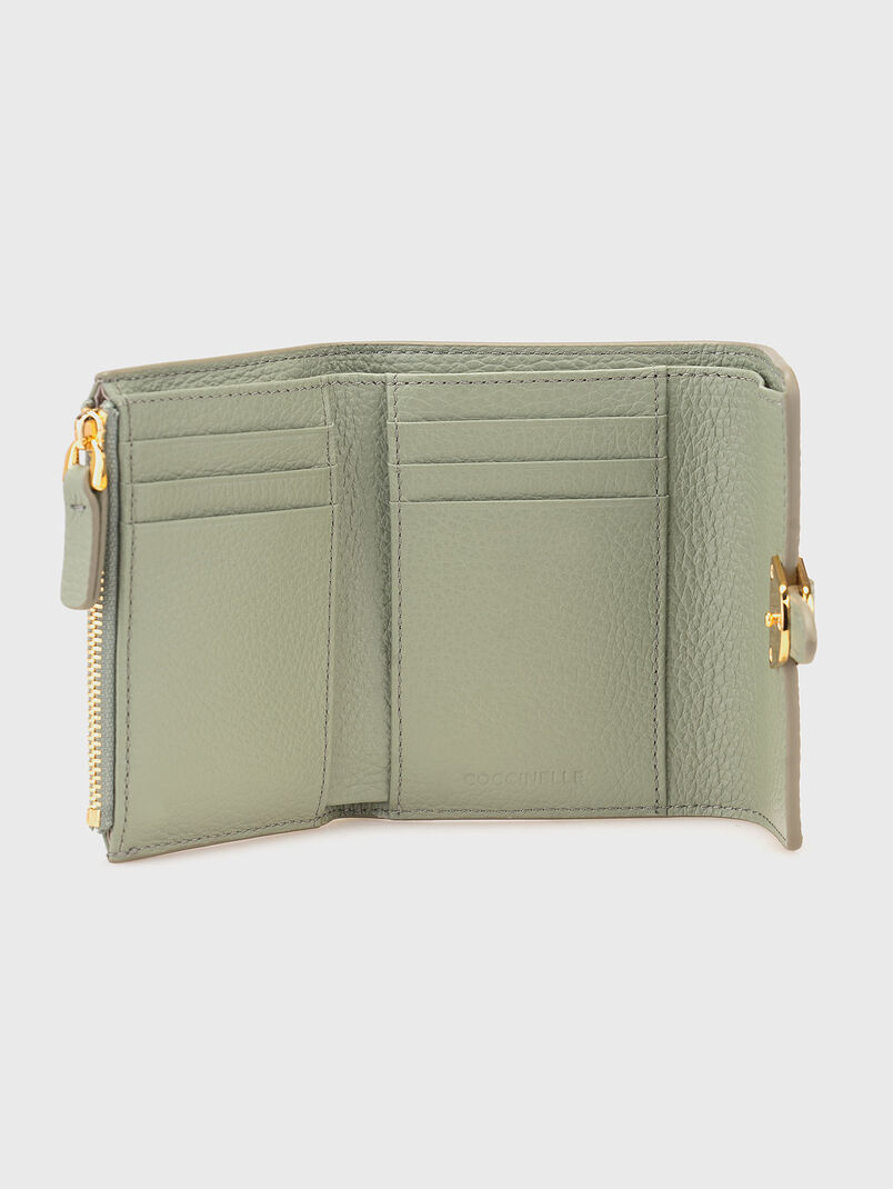 Leather wallet with gold-coloured detail - 3