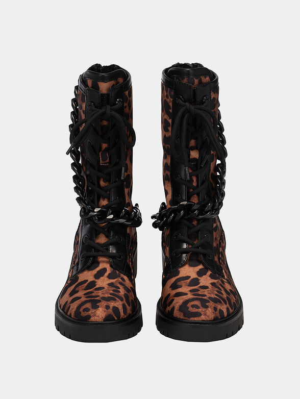 RIPLEE leopard print ankle boots with metal chain - 6