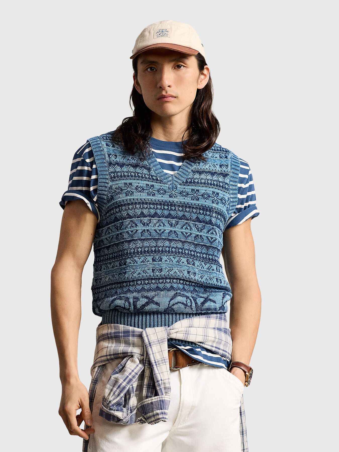 Sleeveless sweater in blue brand POLO RALPH LAUREN Globalbrandsstore en