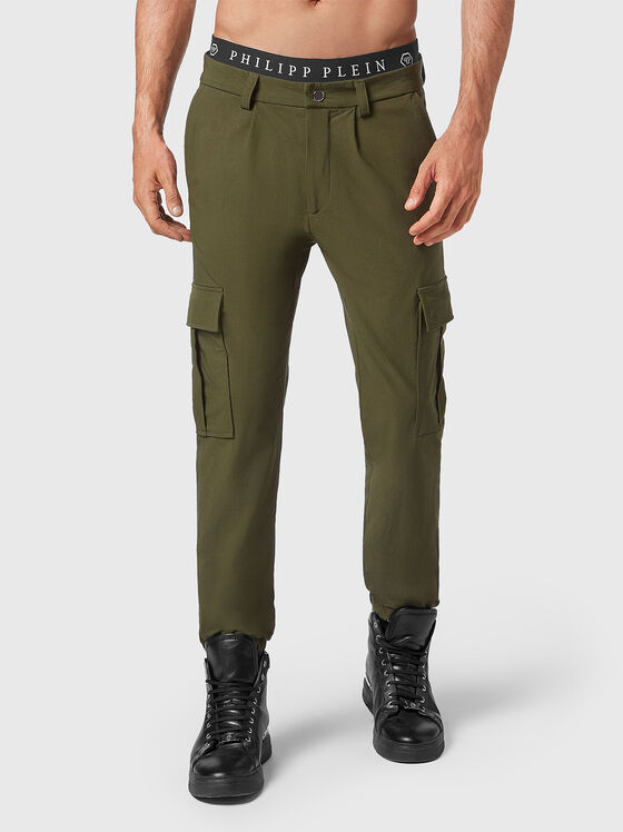 Зелен карго панталон с бродерия - 1