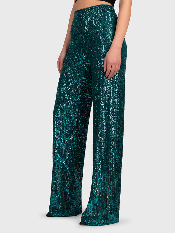 High-waisted trousers with sequins - 1