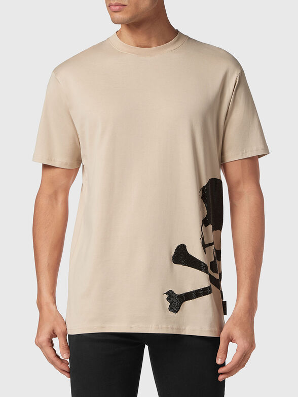 Beige T-shirt with logo detail - 1