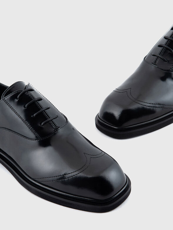 Derby black leather shoes - 4